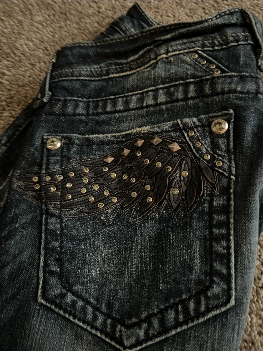 Miss Me Dark Blue Embellished Pocket Jeans